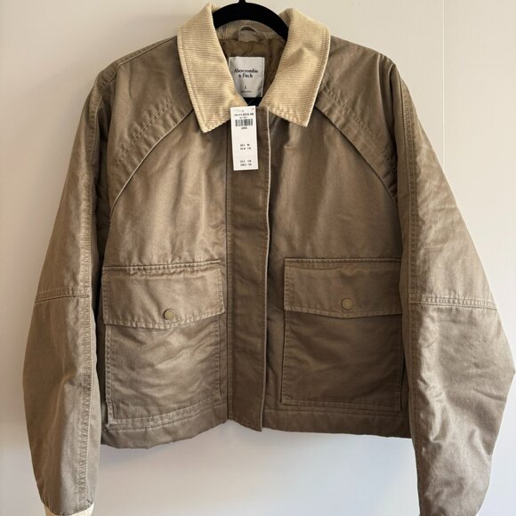 BNWT Abercrombie Short Waxed Chore Jacket - Brown - Size L - Picture 1 of 8